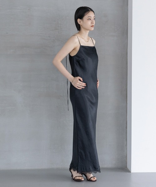 ワンピース カトリーヌサテンキャミワンピース レースキャミワンピース