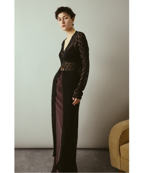 RIM.ARK カーディガン Lace knit gown レースニットガウン レディース