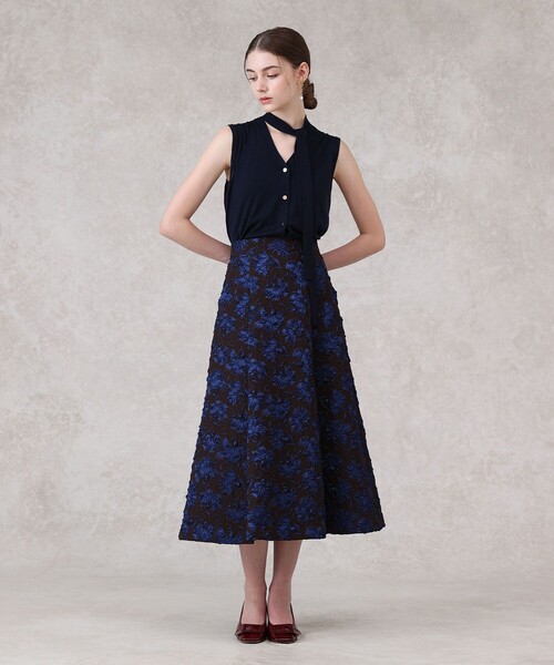 ANAYI（アナイ） スカート ラメフラワーフクレジャガードフレア