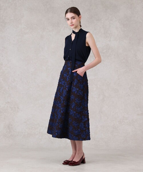 ANAYI（アナイ） スカート ラメフラワーフクレジャガードフレア