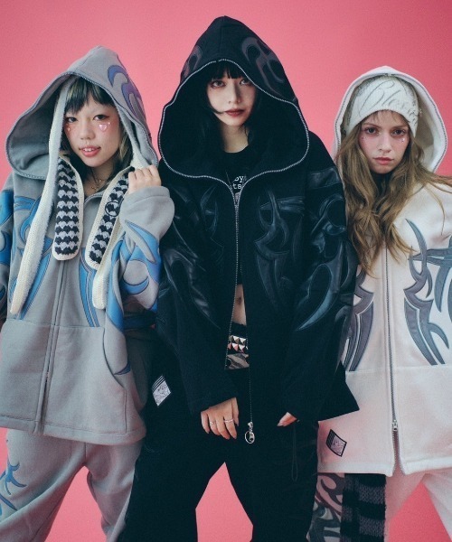 GALFY パーカー グレー ブラック系 GALFY 「GALFY」 ジップアップパーカー X-LARGE グレー メンズ