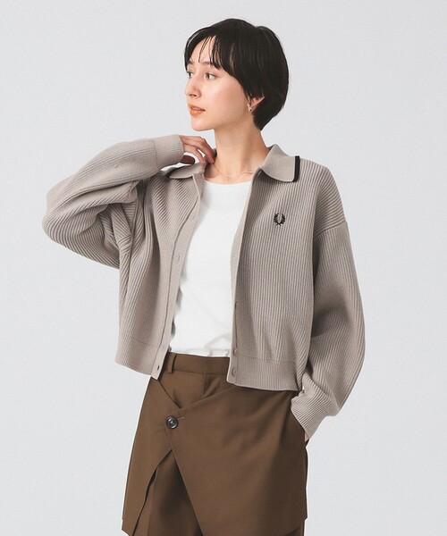 カーディガン 「別注」FRED PERRY / Tipped Collar Cardigan レディース