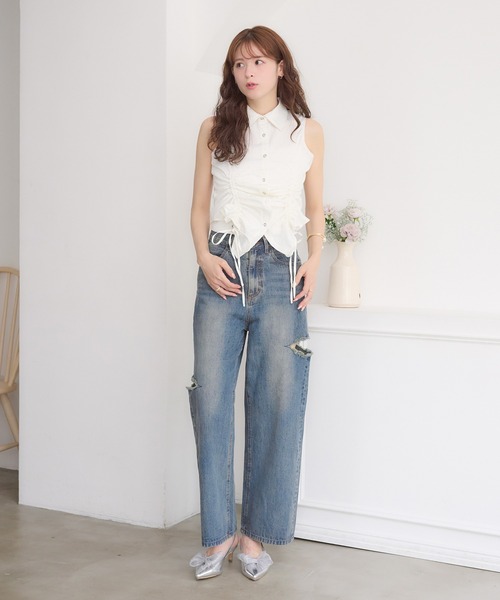 Ambre Neige（アンブルネージュ） ブラウス シャツ 夏 front gathers
