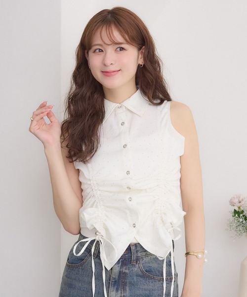 Ambre Neige（アンブルネージュ） ブラウス シャツ 夏 front gathers