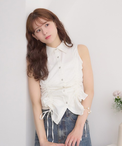Ambre Neige（アンブルネージュ） ブラウス シャツ 夏 front gathers