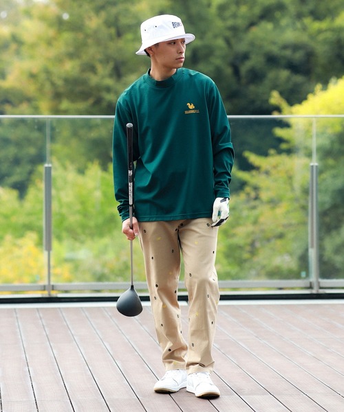 BEAMSGOLF ポンチモックネックシャツ 緑 BEAMS GOLF ビームス ゴルフ