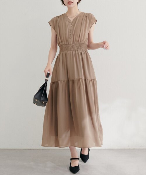 natural coutureプチナチュウエストシャーリングワンピース　Sサイズ プチナチュ】ウエストシャーリングワンピース | natural couture