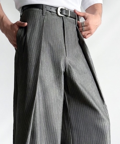 90s リネン レーヨン ボタニカル 総柄 1タック ワイドレッグ スラックス Classical Origin ワイドパンツ スラックス インタックワイドフレア