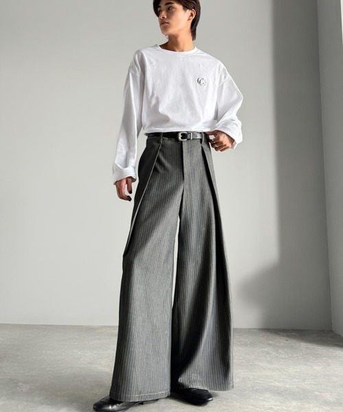 ヴィンテージ ワイド フレア スラックス グレー Spielio パンツ 「Spielio」vintage like wide flare pants