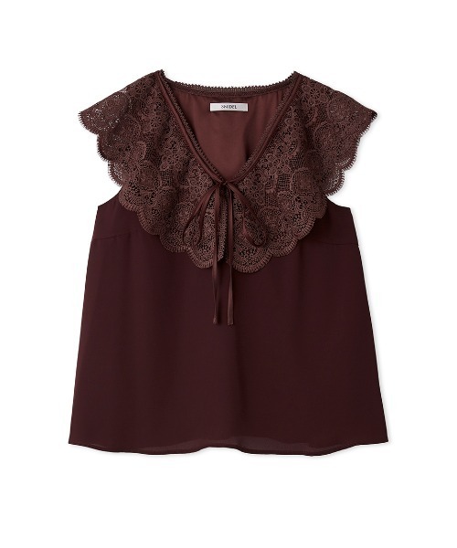 SNIDEL ブラウス シャツ エンブロイダリーレースカラーブラウス