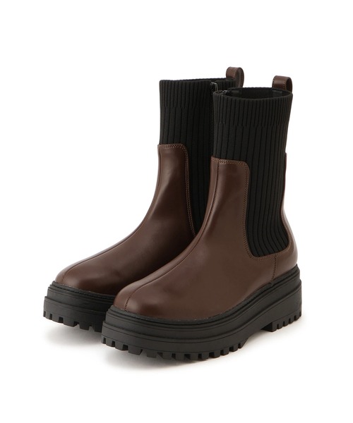 Juze（ジュゼ） ブーツ タンクソールサイドニットブーツ レディース