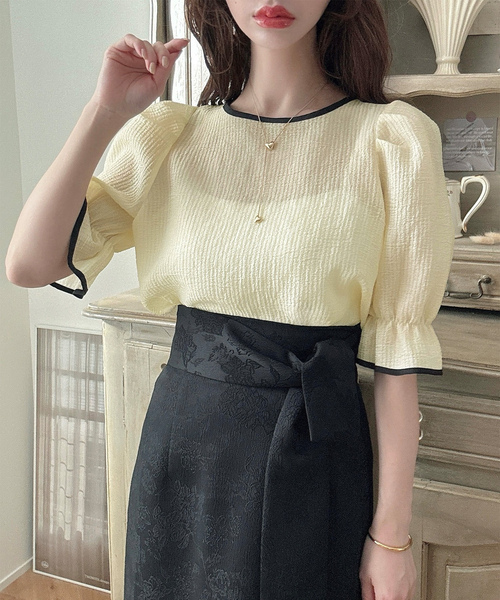 「Meiru」 半袖ブラウス SMALL ブラック レディース_画像2