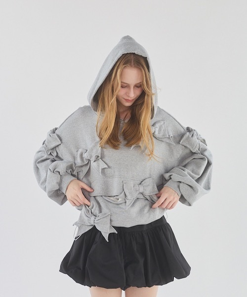 lilLilly パーカー リボンフーディーパーカー レディース