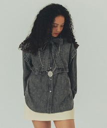 ROSE BUD（ローズバッド） ブラウス シャツ FLILL DENIM SHIRT