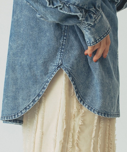 ROSE BUD（ローズバッド） ブラウス シャツ FLILL DENIM SHIRT
