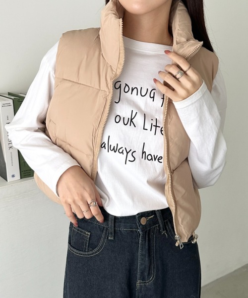 CLEA ダウンベスト ベスト スタンドカラーコンパクトショート丈中綿