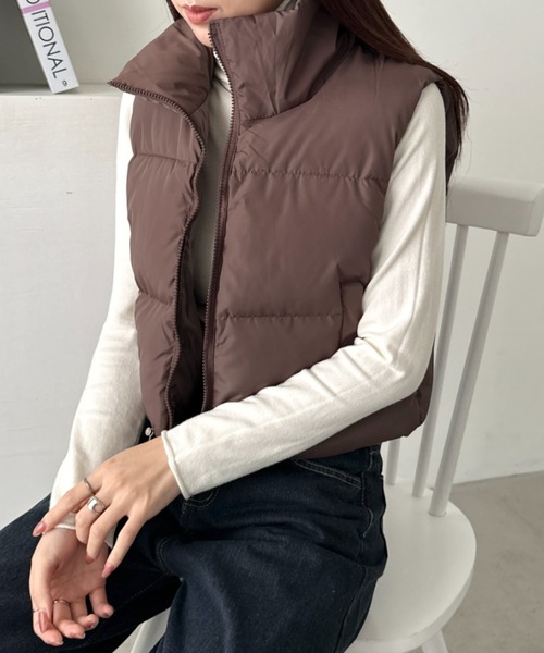 CLEA ダウンベスト ベスト スタンドカラーコンパクトショート丈中綿