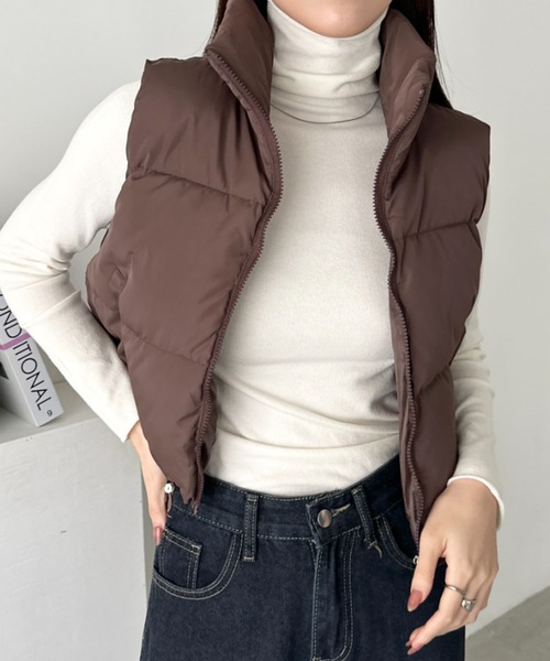 CLEA ダウンベスト ベスト スタンドカラーコンパクトショート丈中綿