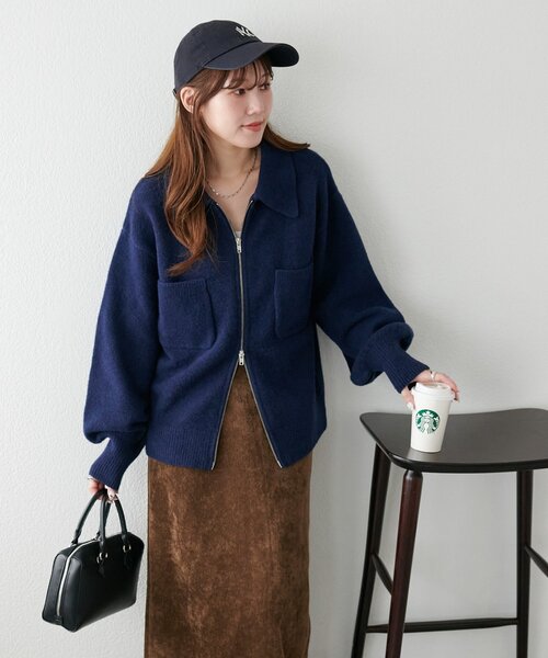 Discoat（ディスコート） カーディガン ダブルジップニットジャケット