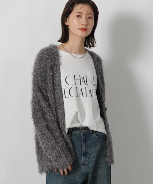 LAKOLE（ラコレ） カーディガン ネップフェザーVネックカーディガン