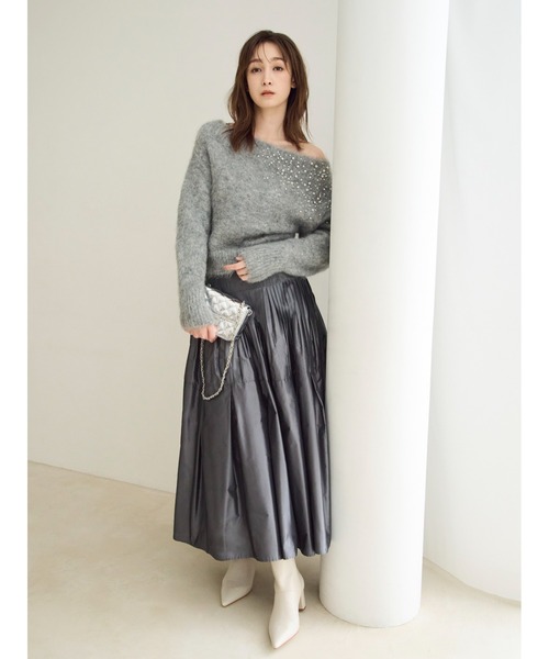 【10時までの購入当日発送】アルパカシャギービジューオフショルニット アルパカシャギービジューオフショルニット(ニット)｜トップス｜FRAY