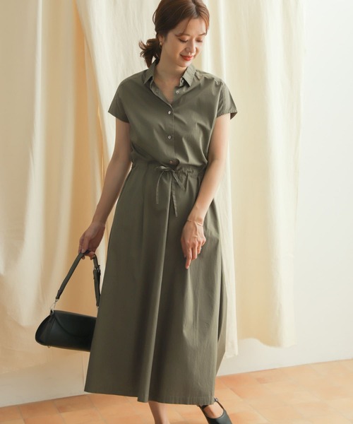 「URBAN RESEARCH DOORS」 半袖ワンピース MEDIUM カーキ レディース_画像2