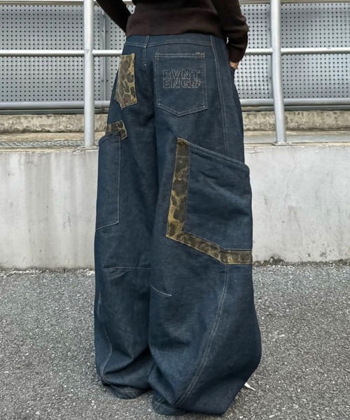 ジーンズ デニム デニムパンツ レオパードデザインポケットカーブ