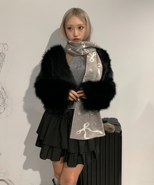 lilful マフラー ストール 「25年秋冬新作」リボン柄 マフラー