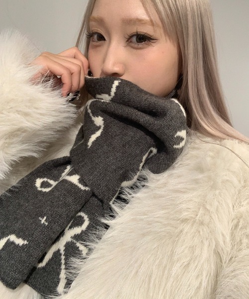 lilful マフラー ストール 「25年秋冬新作」リボン柄 マフラー