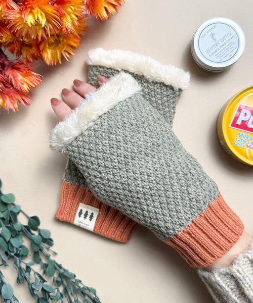 CALIFORNIA OUTFITTERS 手袋 8E11 鹿の子編み 配色ニットハンド