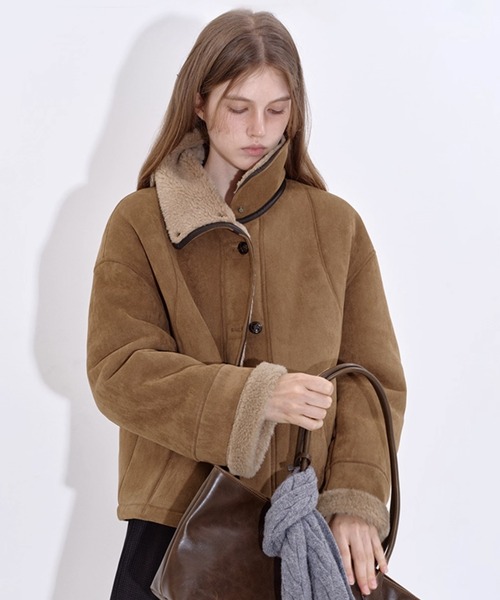 ムートンコート ボアコート スタンドカラー ムートンショート