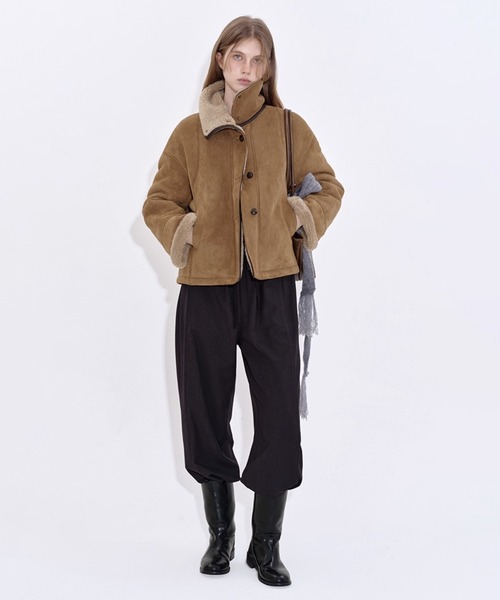 ムートンコート ボアコート スタンドカラー ムートンショート