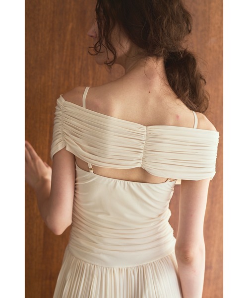 Estella.K ワンピース Arabella Pleaded Dress オフショルプリーツ