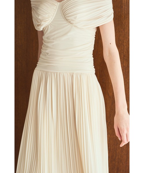 Estella.K ワンピース Arabella Pleaded Dress オフショルプリーツ
