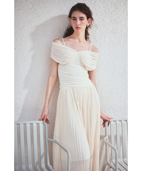 【新品未使用】Estella.k Arabella Pleaded Dress Estella.K ワンピース Arabella Pleaded Dress オフショルプリーツ