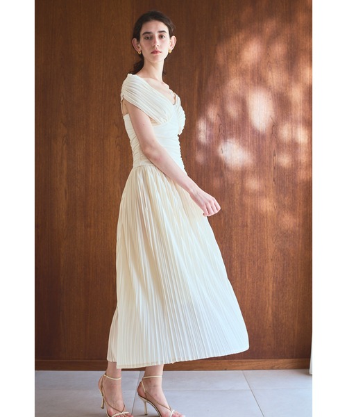 Estella.K ワンピース Arabella Pleaded Dress オフショルプリーツ