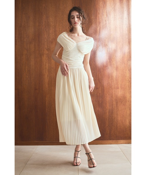 【新品未使用】Estella.k Arabella Pleaded Dress Estella.K ワンピース Arabella Pleaded Dress オフショルプリーツ