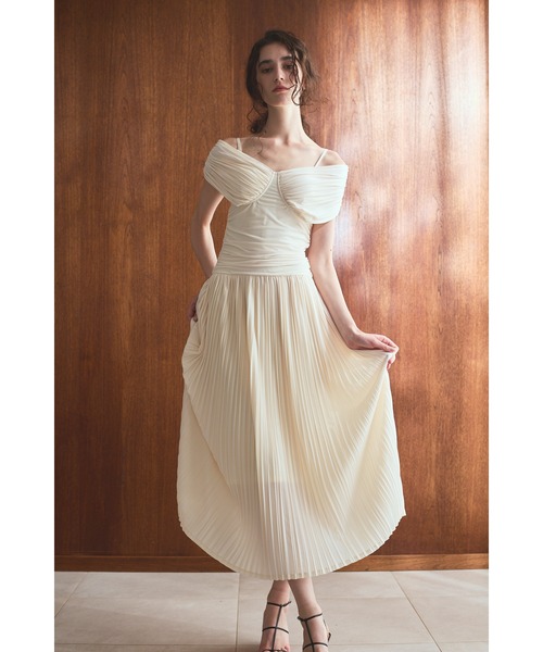 【新品未使用】Estella.k Arabella Pleaded Dress Estella.K ワンピース Arabella Pleaded Dress オフショルプリーツ