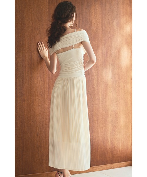 Estella.K ワンピース Arabella Pleaded Dress オフショルプリーツ