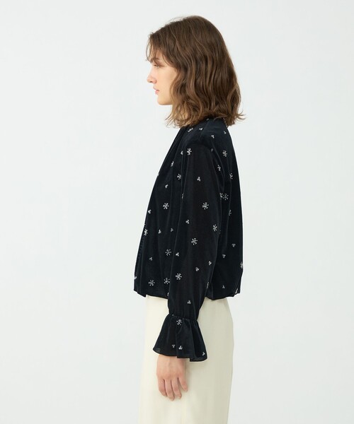 値下げ Ballsey メッシュベロアエンブロイダリー ラッフルカフスブラウス メッシュベロアエンブロイダリー ラッフルカフスブラウス