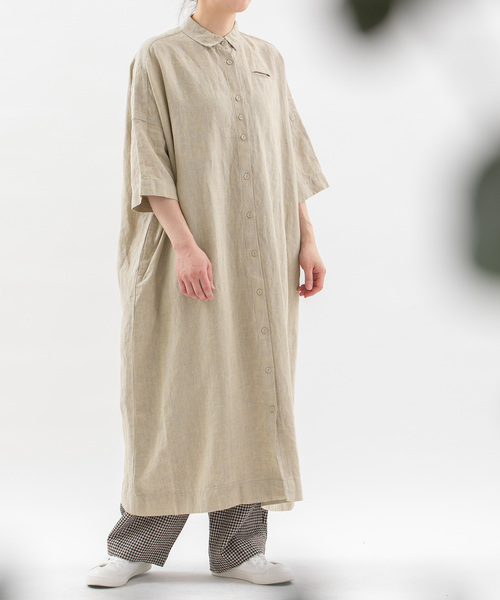 「nop de nod」 シャツワンピース M キナリ レディース_画像9