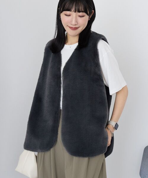 「AMERICAN HOLIC」 ベスト L ベージュ レディース_画像3