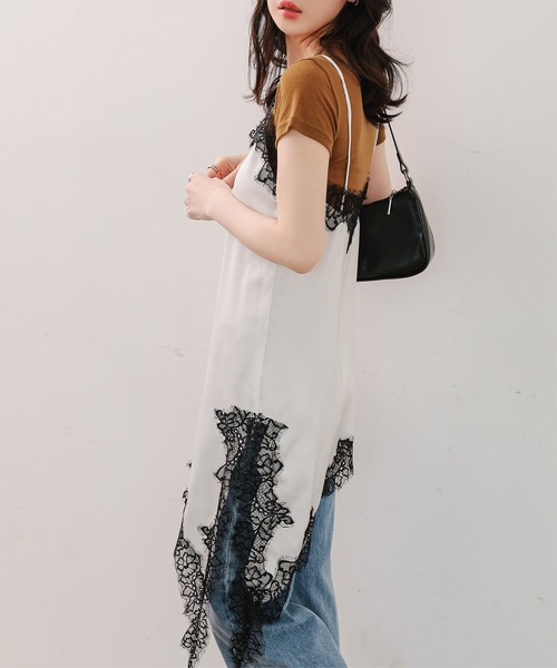 今季完売♡新品タグ付♪レースロングキャミソール 今季必携 新作 韓国風 レース キャミ ロングワンピース キャミ|ロング