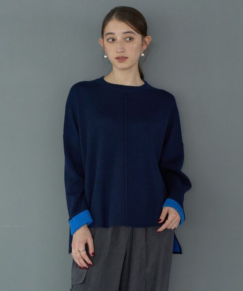 「YECCA VECCA」 長袖ニット FREE ネイビー レディース_画像3