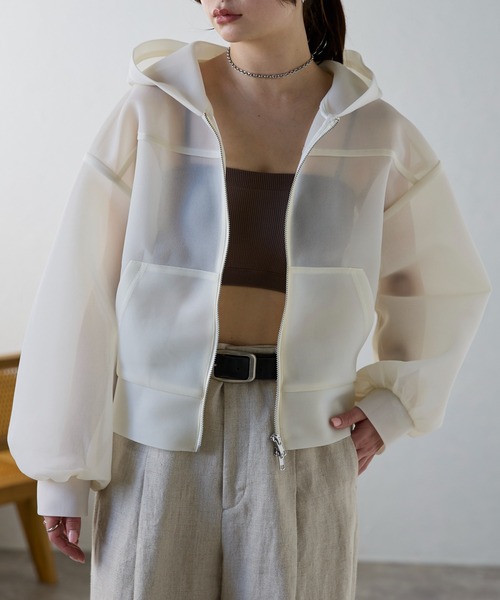 「r.」 ジップアップパーカー FREE グレー レディース_画像3