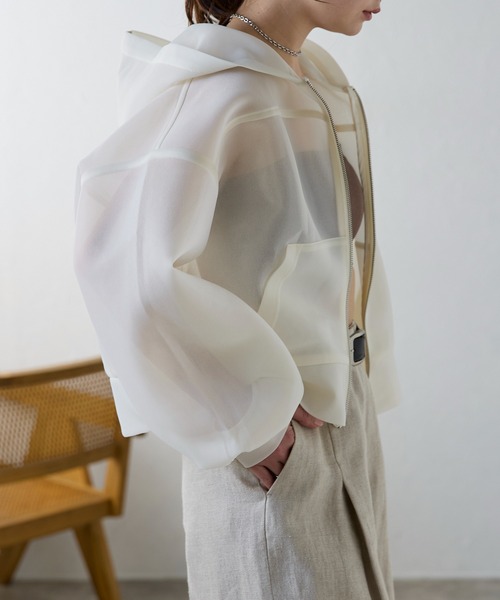 「r.」 ジップアップパーカー FREE グレー レディース_画像8