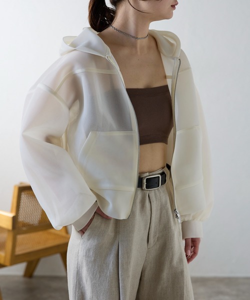 「r.」 ジップアップパーカー FREE グレー レディース_画像9