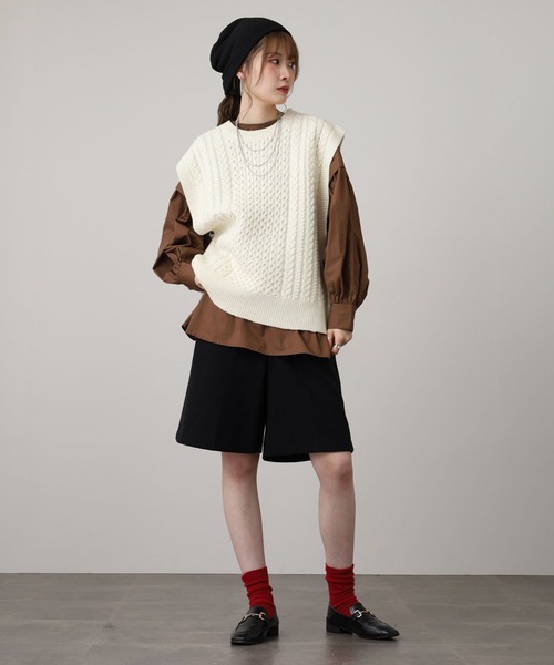 「OMNES」 ニットベスト FREE モカ レディース_画像5