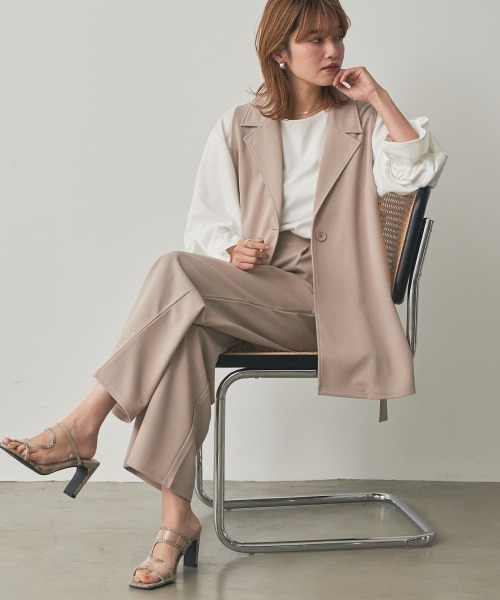 「nissen」 セットアップ L グレイッシュベージュ レディース_画像7