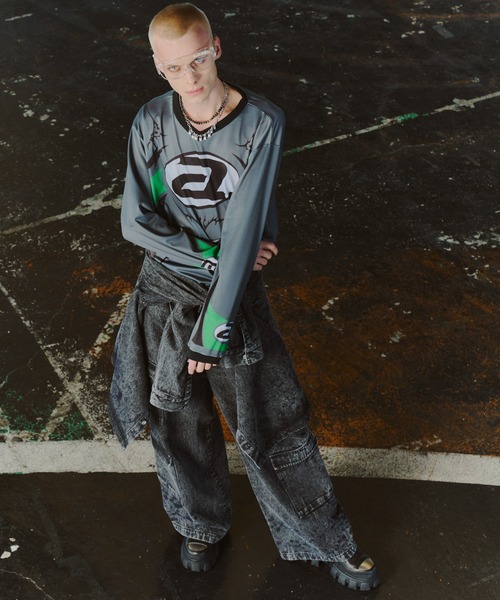 「AIVER」 カーゴパンツ MEDIUM ブラック メンズ_画像2